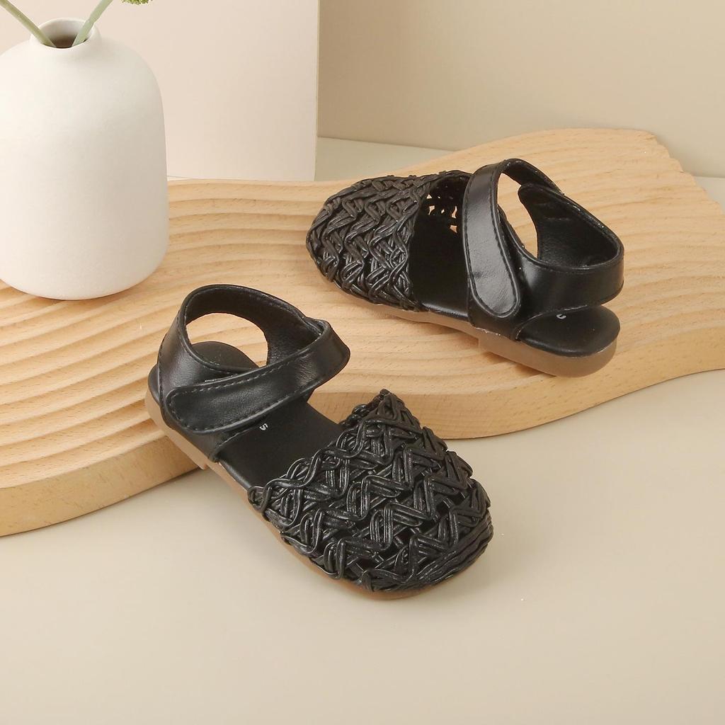 Korean Style Woven Baby Sandals - Breathable, Non-slip Soft Sole Shoes for 1-3 Year Old Girls