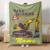 Custom Name excavator Theme Printed Blanket - Perfect for Couch, Bed, Travel & Outdoor Use | Machine Washable, Cozy & Durable.