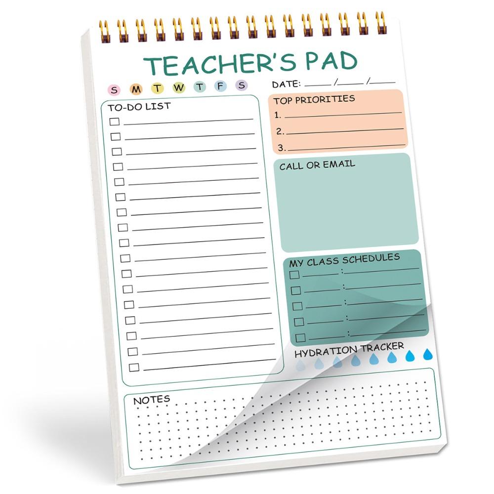 

New A4 Teacher Notepad Spiral Binding Lined Pages Teacher To Do List Durable Cover Teacher Notes Task Management зелений