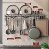 Wall-Mounted Kitchen Storage Rack with Hooks