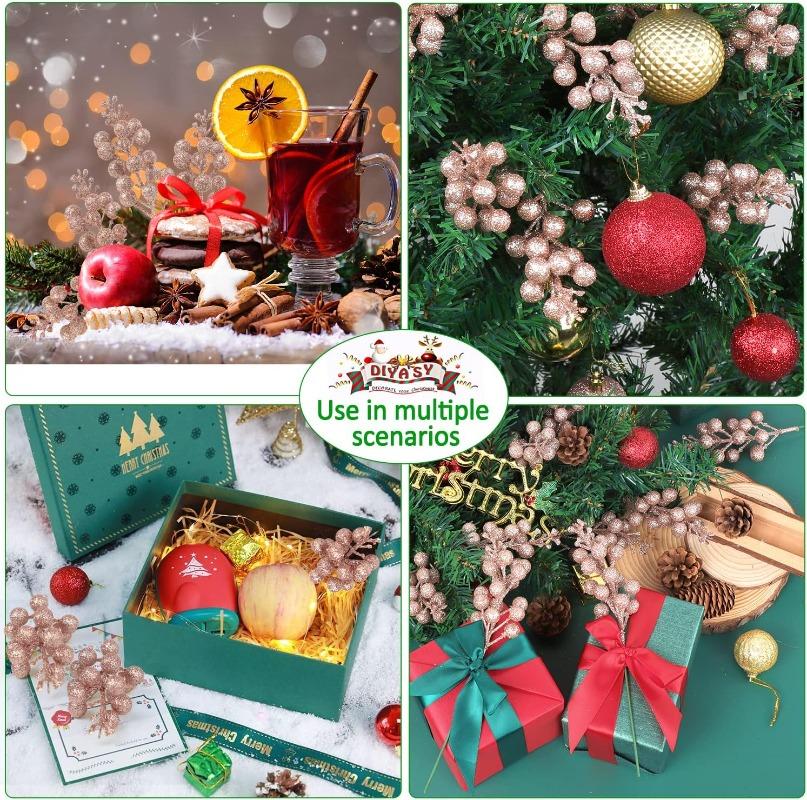 1-10 SZT Złoty Puder Jagoda Sztuczne Rośliny DIY Boże Narodzenie Sztuczna Roślina Bukiet Kwiatów Ornament Dom Ogród Impreza Ślub Dekoracje