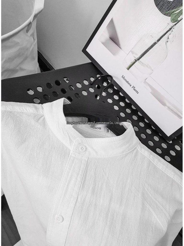 Men's Summer Korean Style Cotton-Linen Slim Fit Linen Shirt with Five-Point Sleeves.