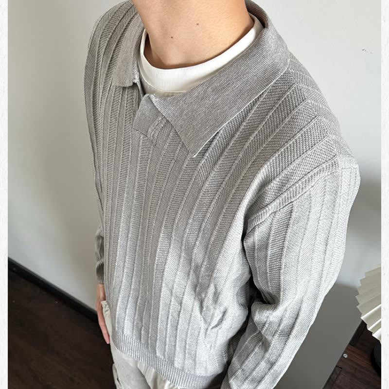 Retro V-neck Unisex Knit Sweater - Autumn/Winter Collection Double Extra Large