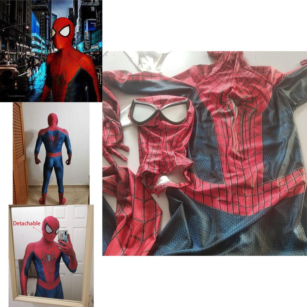 Nefes Alabilen Rahat Yetişkinler İçin Örümcek Adam Zentai Takımı Cadılar Bayramı Kostümü