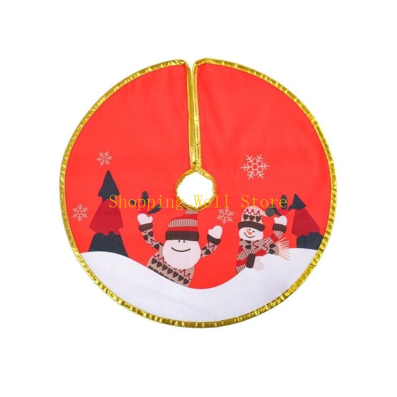 

KX4B Beautiful Gold Trimmed Christmas Tree Skirt Tree Cover for Any Holiday Setting