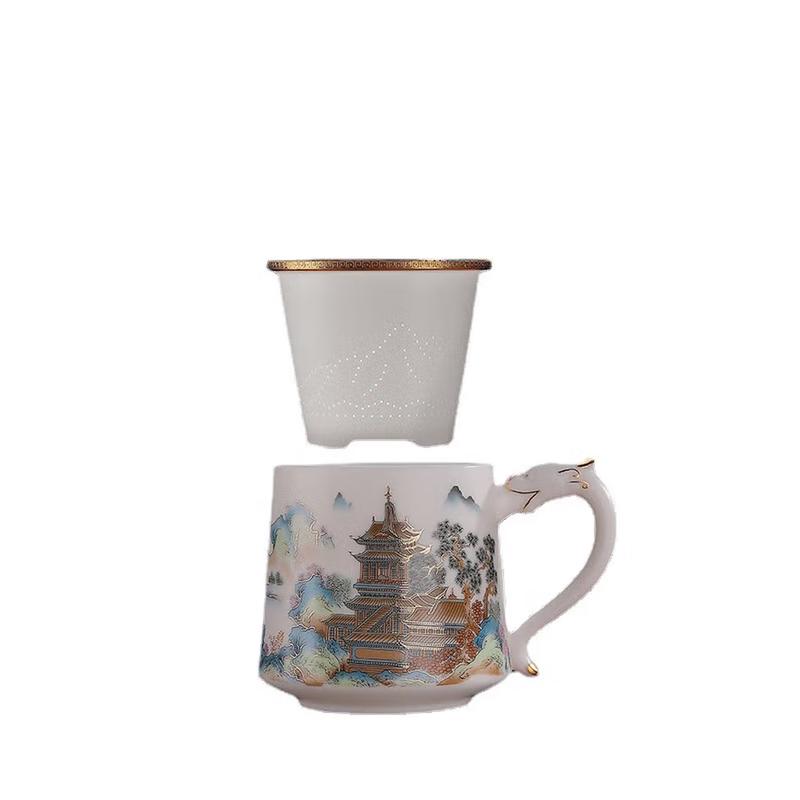 Yunyuan Splendid Spring Mountains Porcelain Office Cup