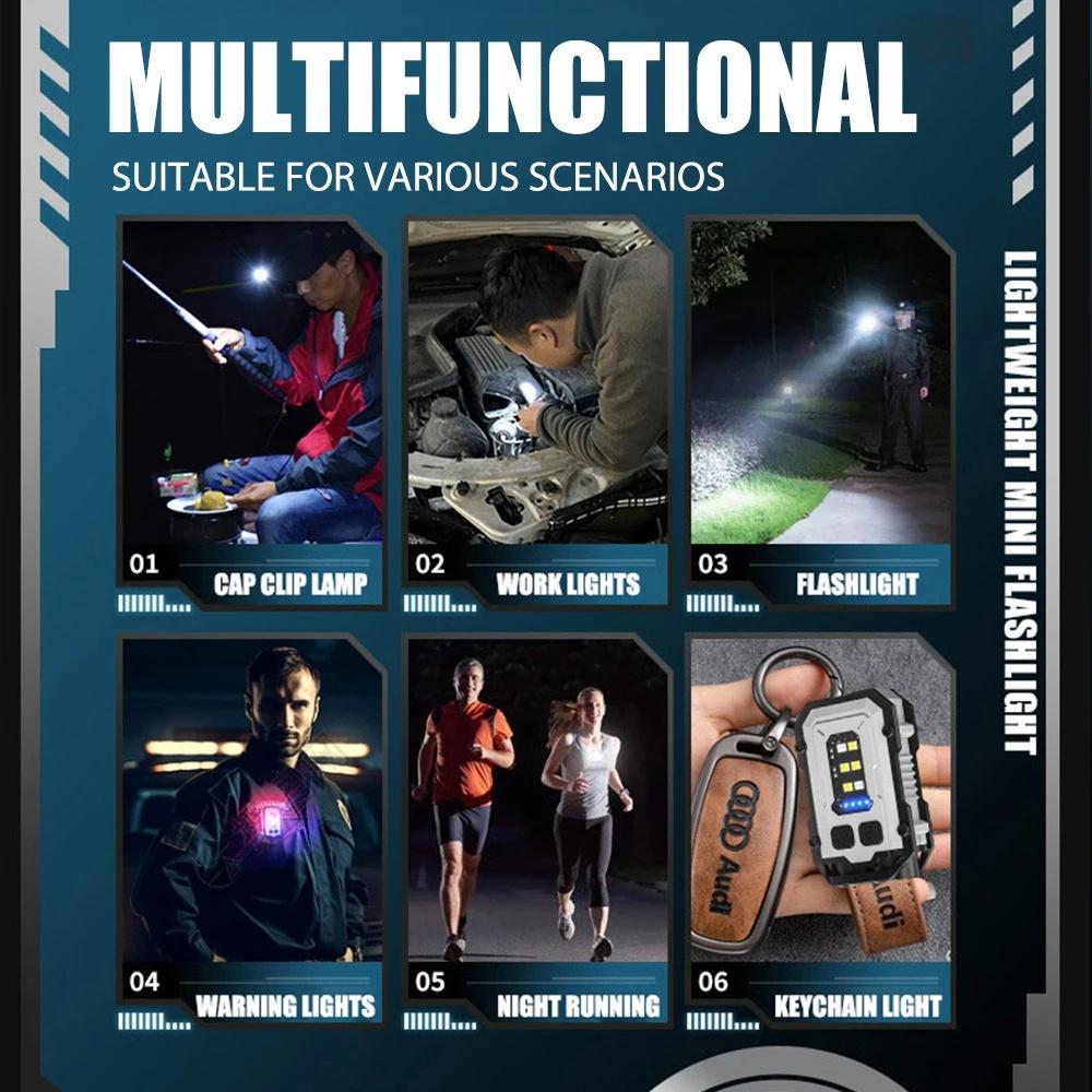 Magnetic COB Keychain Work Light - Ultra Bright, Hands-Free for Car Repair, Mechanics, Rechargeable,Sticks To Metal, Essential EDC,Emergency Tool