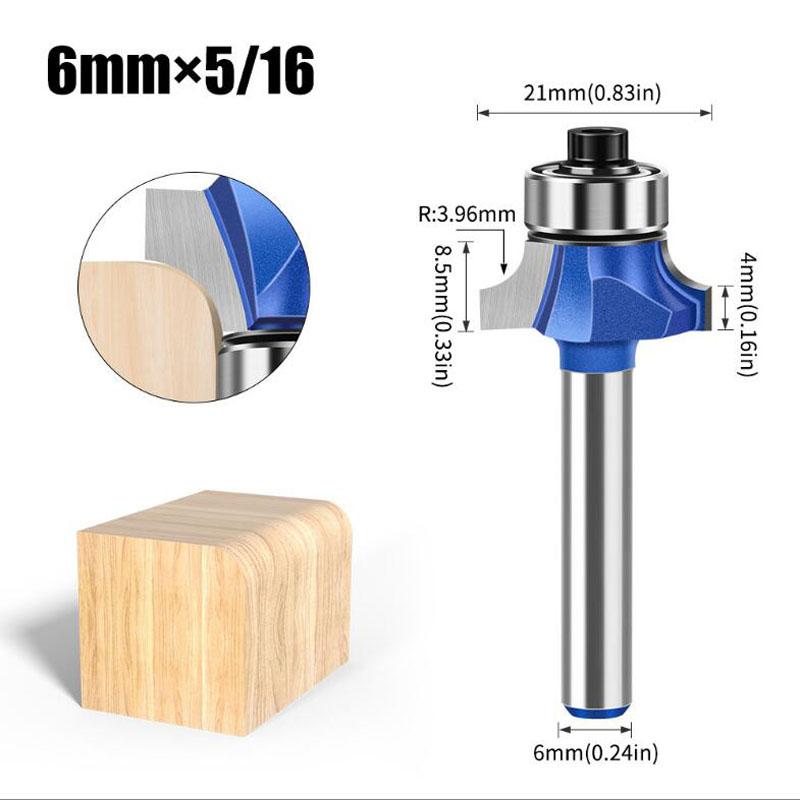 1/4 Inch Shank 6mm Shank Blue Roundover Router Bit Set Carbide Wood Router Bits for Woodworking
