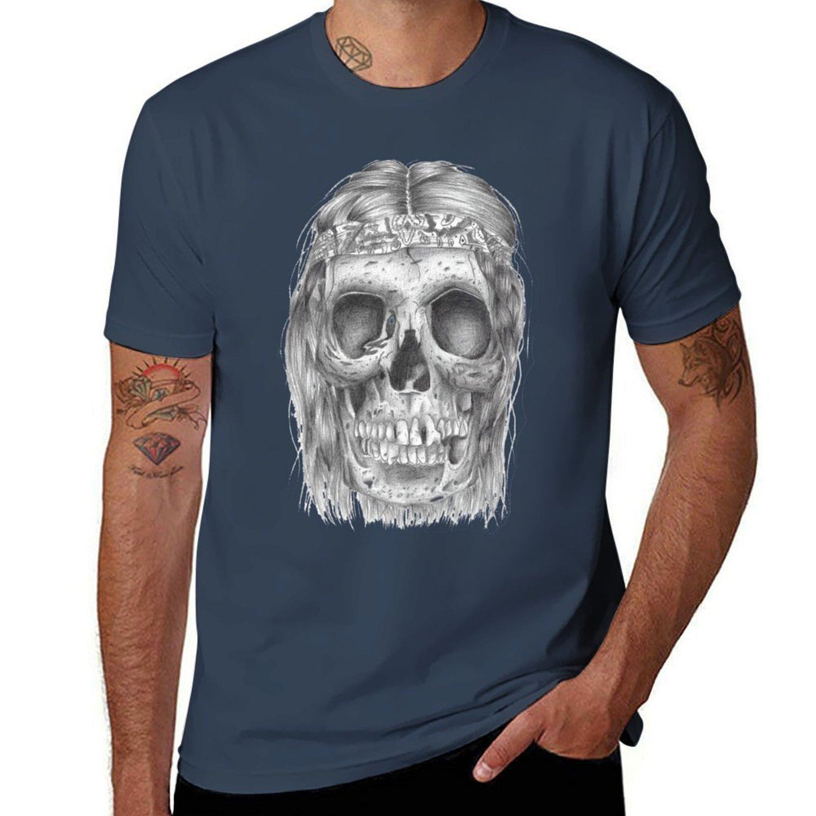 Hippie skull TShirt Work Wear Short Sleeve TShirt S