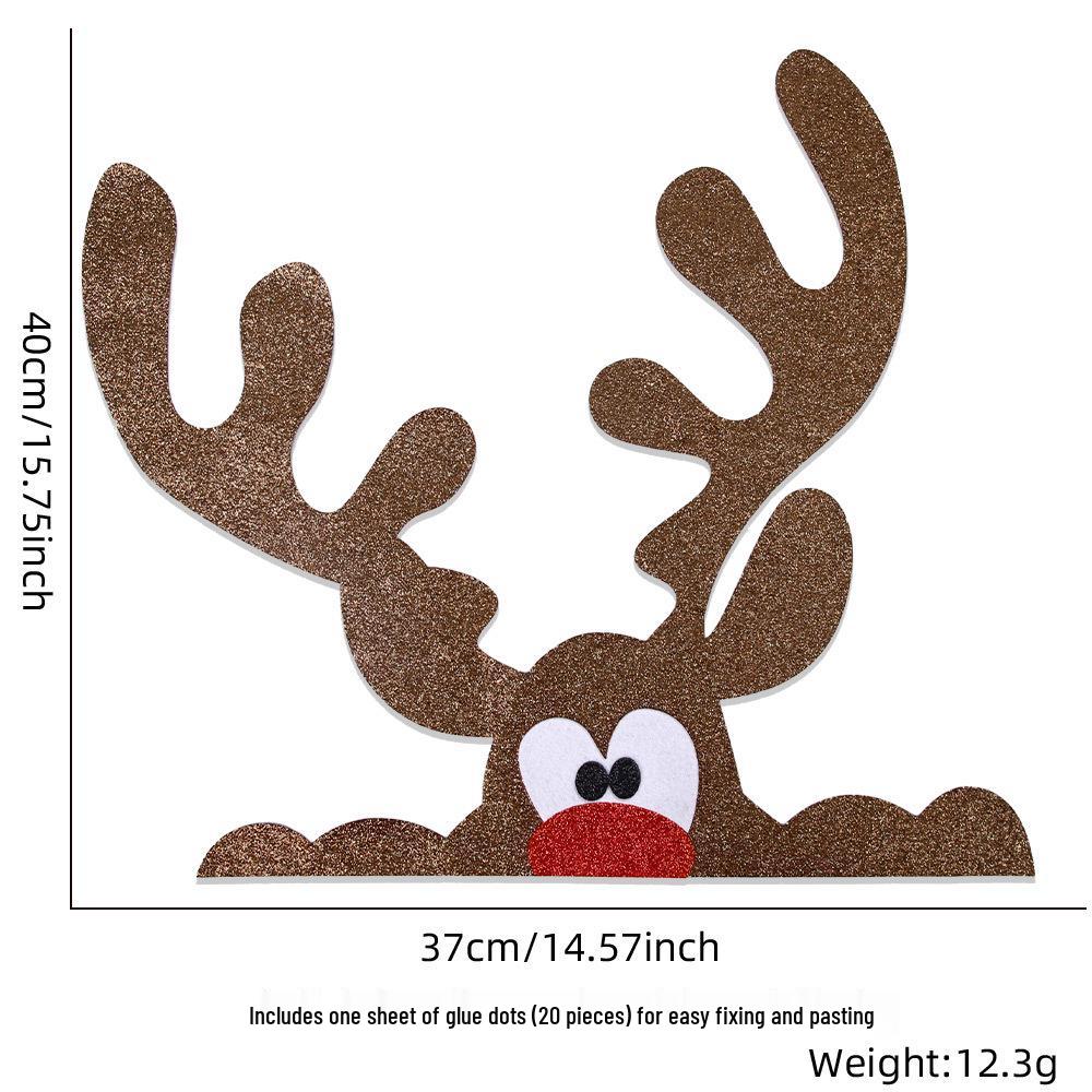 Felt Cartoon Reindeer Door Stickers - Christmas Window Decorations