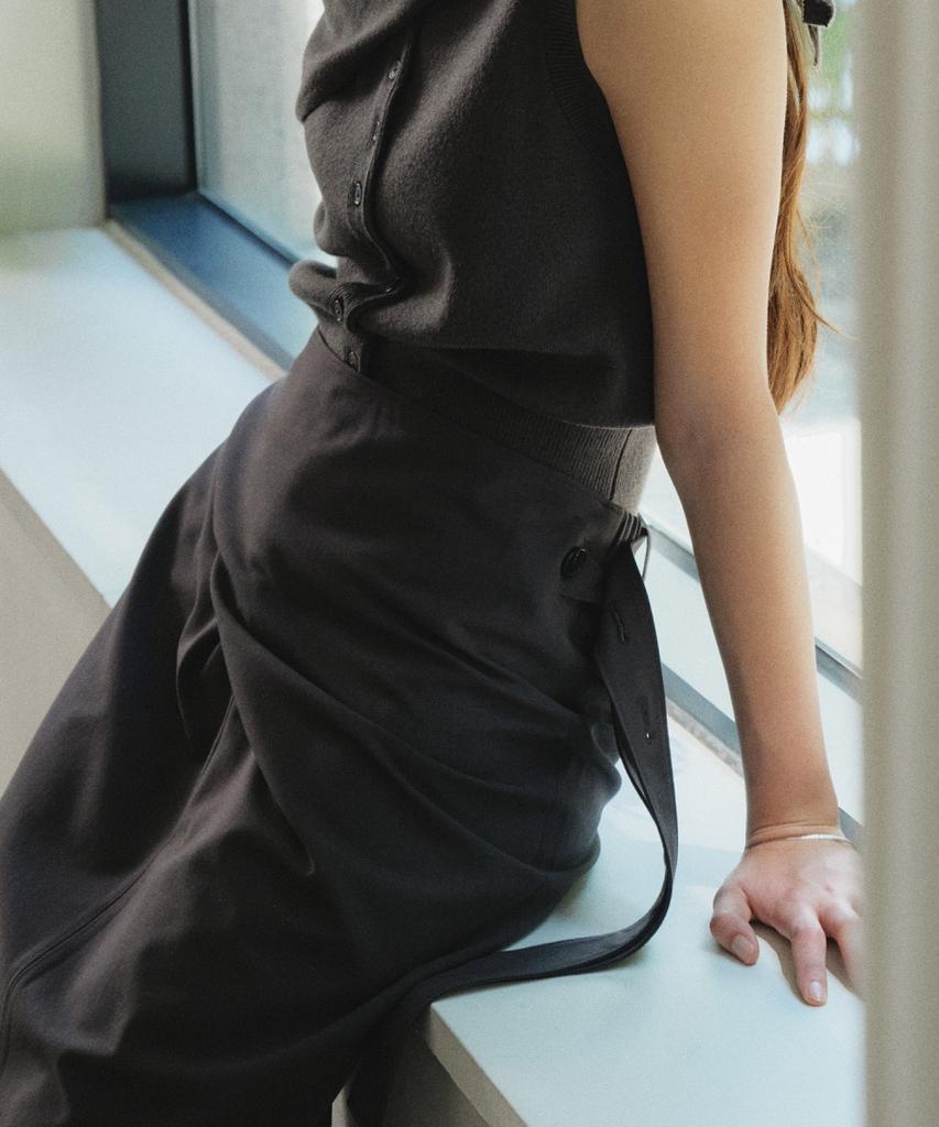 OLIVE DES OLIVE Wrap Tie Drape Maxi Skirt Ow6As8120