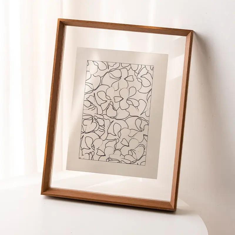 Dual-Sided Transparent Acrylic & Wood Vintage Photo Frame Home Decor,Christmas,Birthdays,Desktop Plant Display,Office Wall Decor