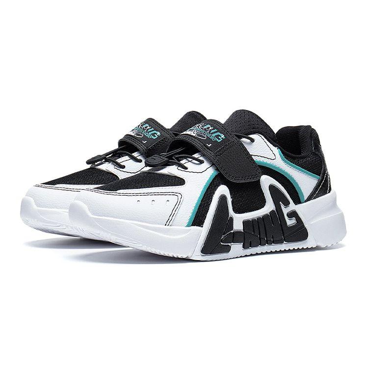 Li Ning LN 90 Pohodlné Protiskluzové Tlumící Odolné Boty pro Volný Čas Dětské Boty Černá Bílá YKCT026-3