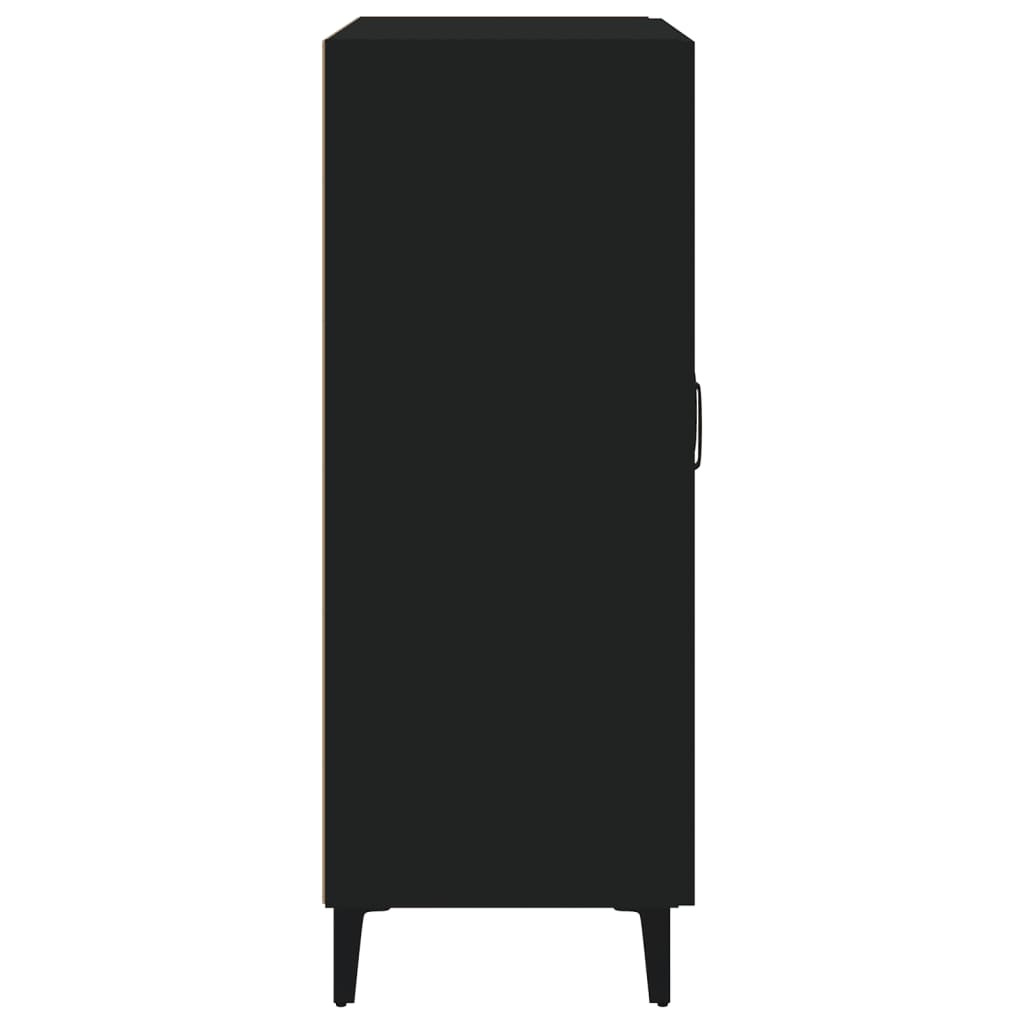 Entrance Side Cabinet / Sofa Sideboard / Living Room Storage Cabinet / Bathroom Shelf with Transparent Double Door Design, Black 69.5x34x90 Cm