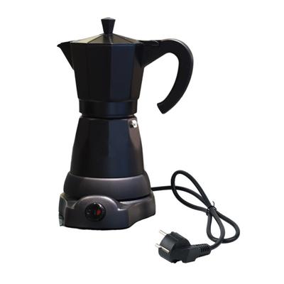 Sicherer 6-Tassen Elektrischer Espresso Mokka Kanne Aluminium Abnehmbare Kaffeekanne Schnelles Brühen Elektrische Kaffeemaschine Induktionskochfeld