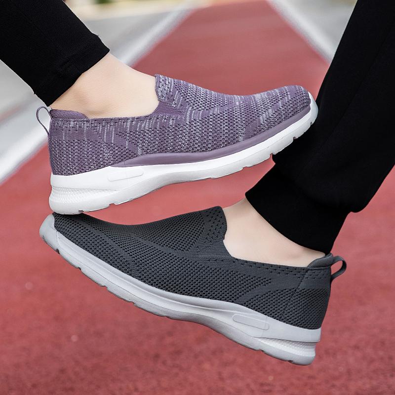 Couples Slip-on Casual Shoes Lightweight Flats Breathable Knitted Loafers Women Men Comfortable Daily Walking Shoes