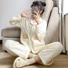 Cartoon Women's Pajamas Casual Lapel Long Sleeves and Trousers Two-piece Set New Home Wear Silk Pajamas for Women
