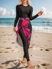 Tie-Dye Print Middle Eastern Swimwear 3-Piece Set with Mesh Skirt