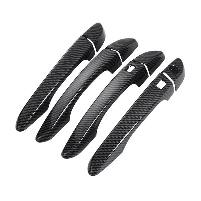 For Hyundai Tucson 2015 2016 2017 2018   Car Carbon Fiber Style Exterior Door Handle Moulding Cover Trim Decor ABS Auto