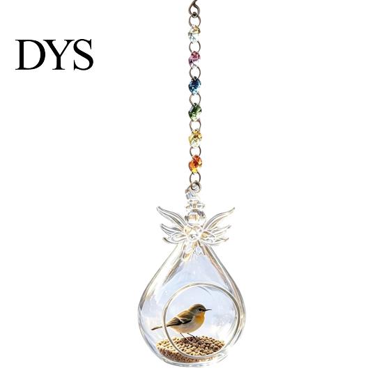 Decorative Hanging Bird Station Glass Angel Feeder, Outdoor Wild Accessory for Yard Feeder Small Birds, Garden Porch Decor