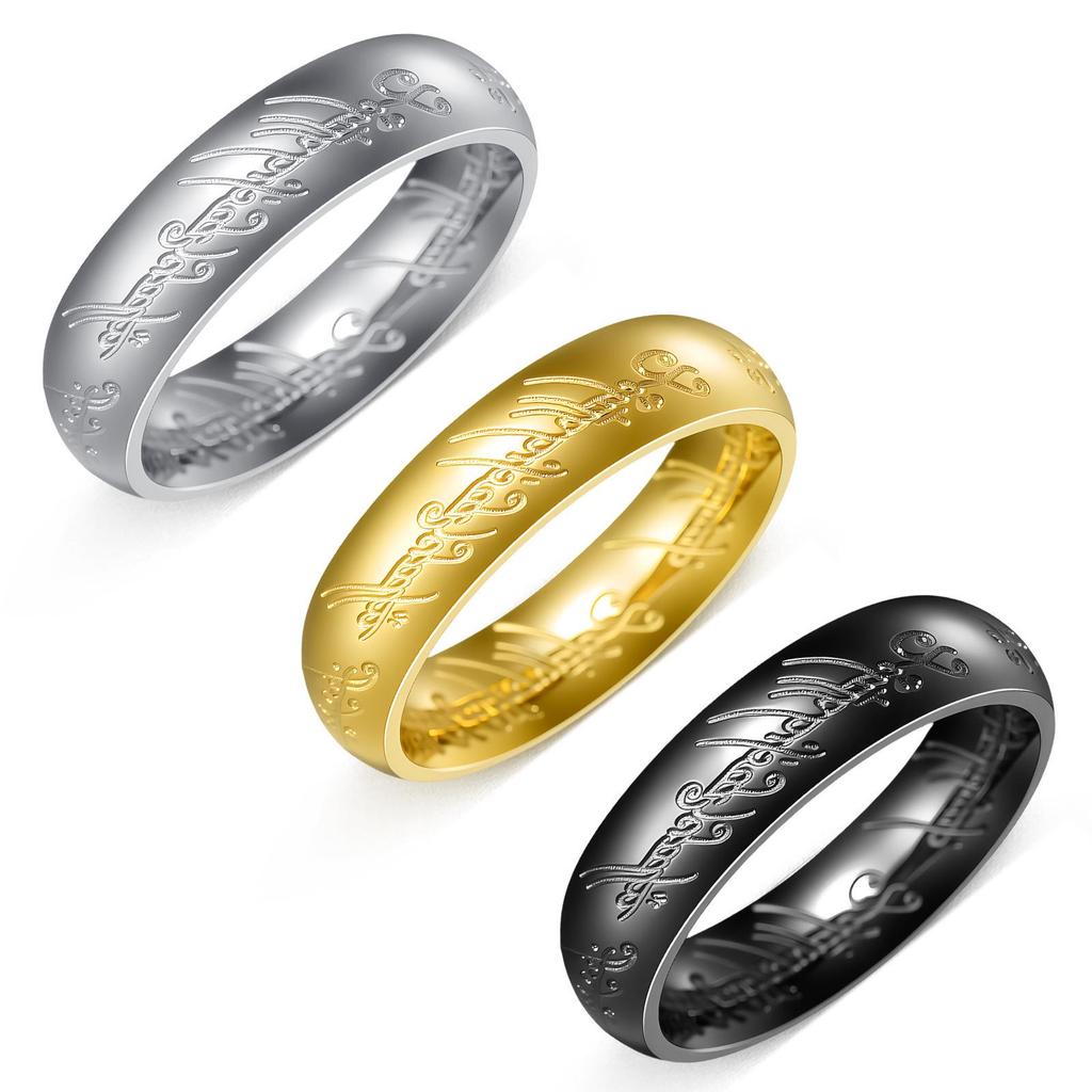 Multi-color Lord of the Rings Men's Stainless Steel Ring, 6mm, Fade-Resistant.