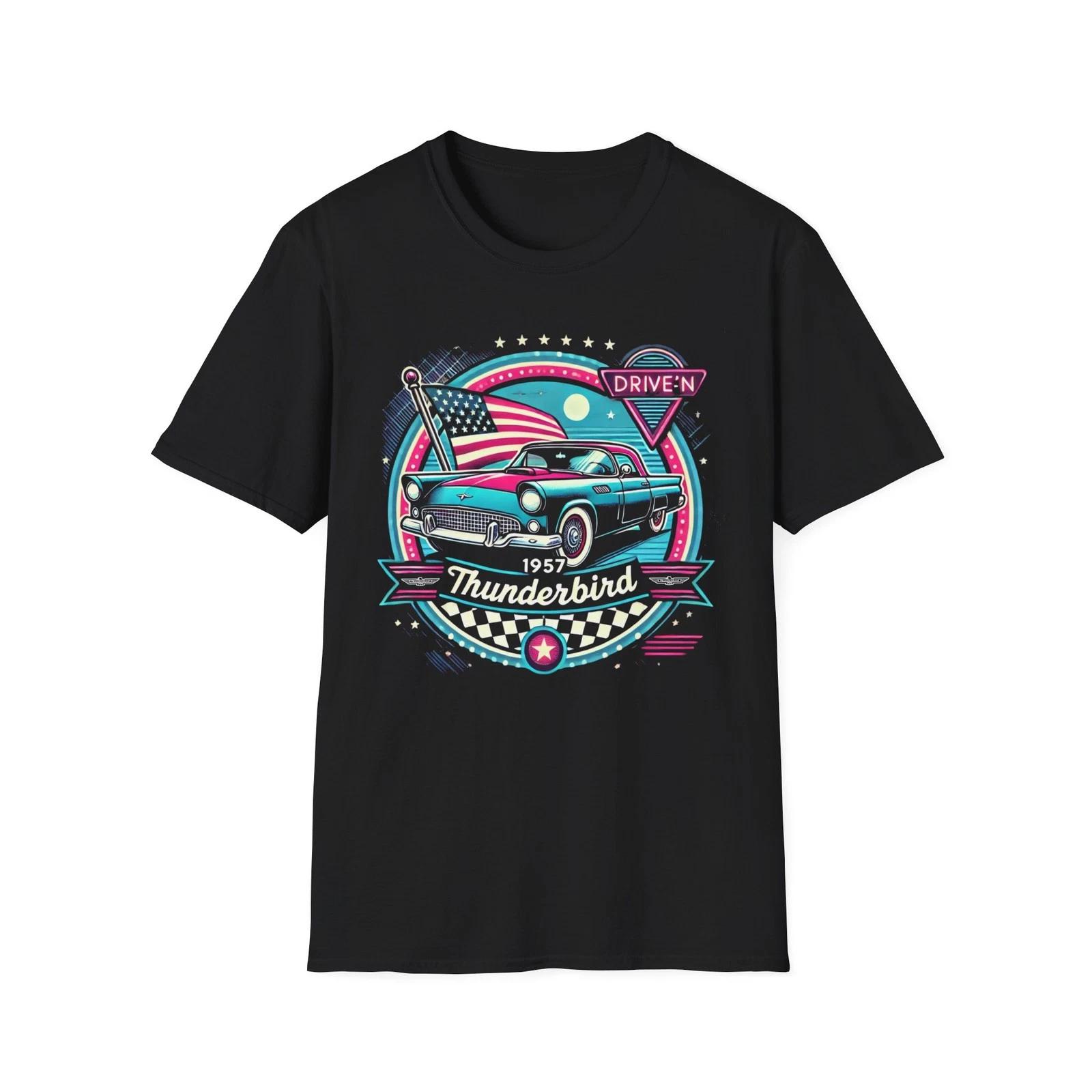 1957d Thunderbird Retro Diner Drive-In American Classic Car T-Shirt XL