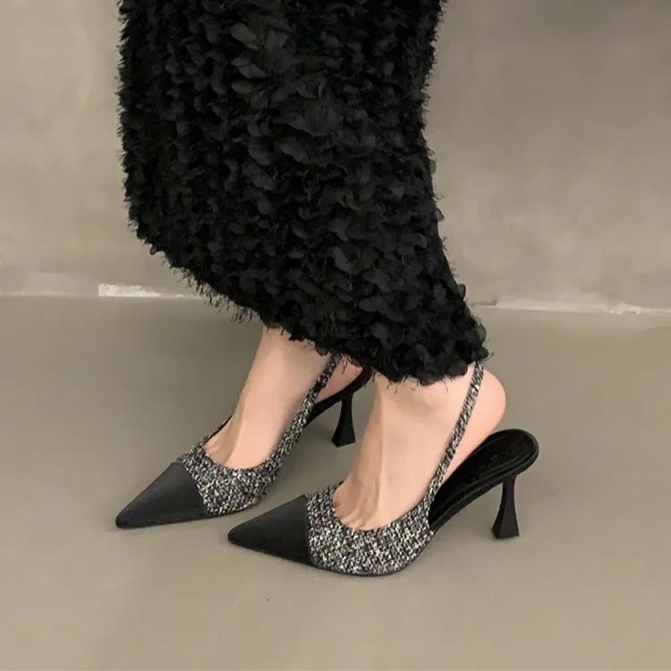 Low Heels Real Leather Slingbacks Shoes Women Square Toe Pumps Thick Heel Shoes Brand Design Lady Footwear  Size Rubber