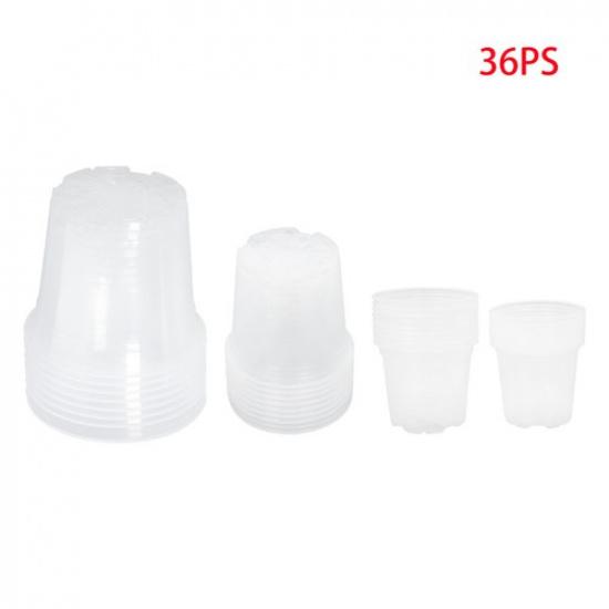 36 Pack 6.7/5/4/3.5 Inch Reinforced Clear Nursery Pots With Drainage Hole Flower