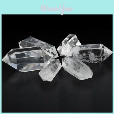 Unique Natural Clear Point Quartz White Crystal Raw Stone Terminated Wand Specimen With Intricate Lines And Patterns