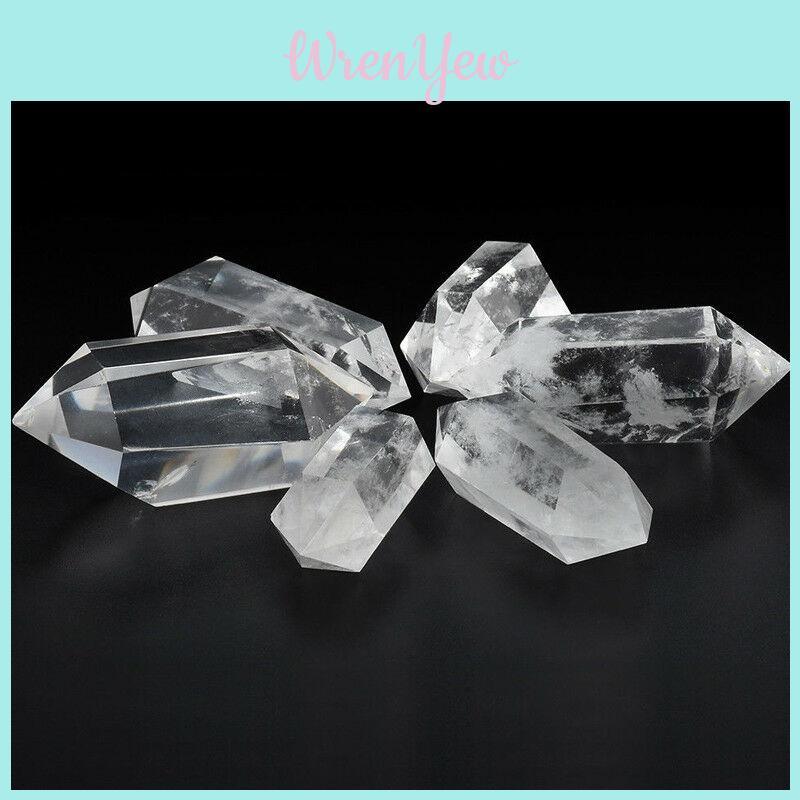 Unique Natural Clear Point Quartz White Crystal Raw Stone Terminated Wand Specimen With Intricate Lines And Patterns