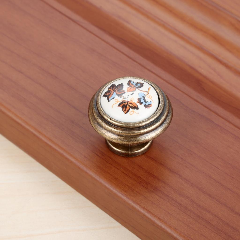 DRELD Vintage Rural Ceramic Drawer Cupboard Door Furniture Handles Cabinet Handles and Knobs Dresser Kitchen Pull +M4x25mm Screw