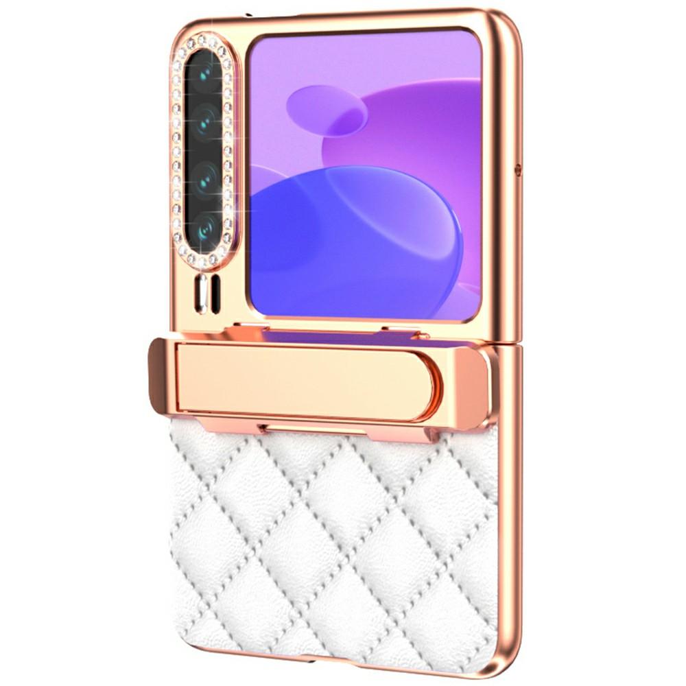 For Huawei Pura X Case with Kickstand Hinge Protection Rhombic Pattern PC+PU Phone Cover
