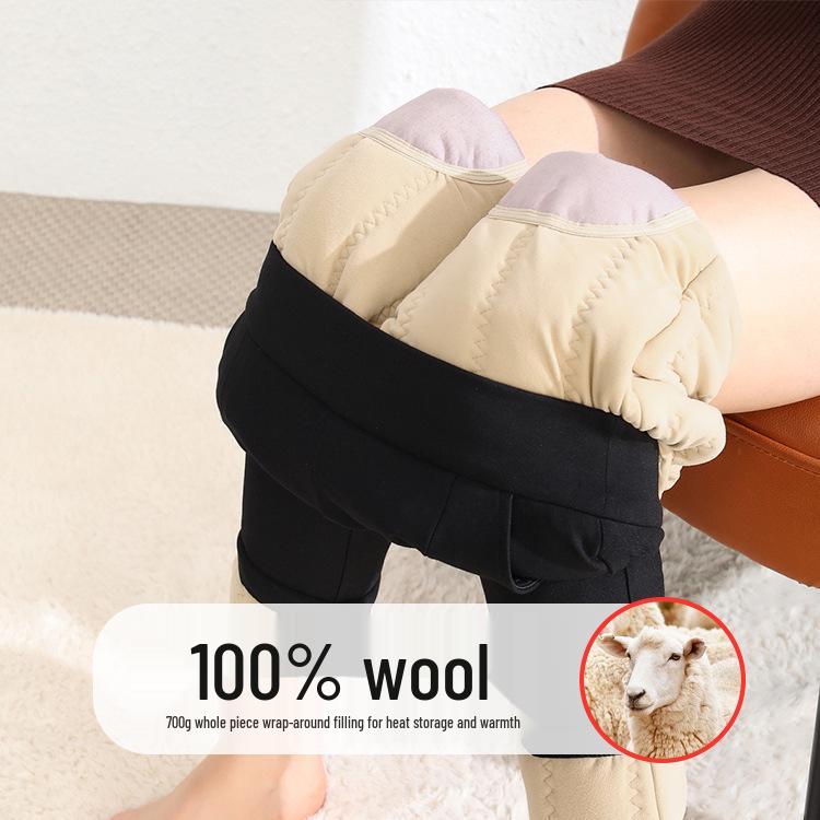 

Women s High Waist Elastic Wool Pants - Winter Goose Down Knee Protection, Plus Velvet, Thickened for Warmth 3XL (135-145 Jin)