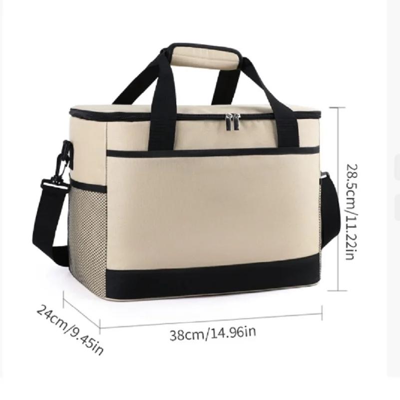 Large-Capacity Square Ice Packs Minimalist Insulated Lunch Box Bag Crossbody Fresh-Keeping Picnic Bag for Outdoor Use