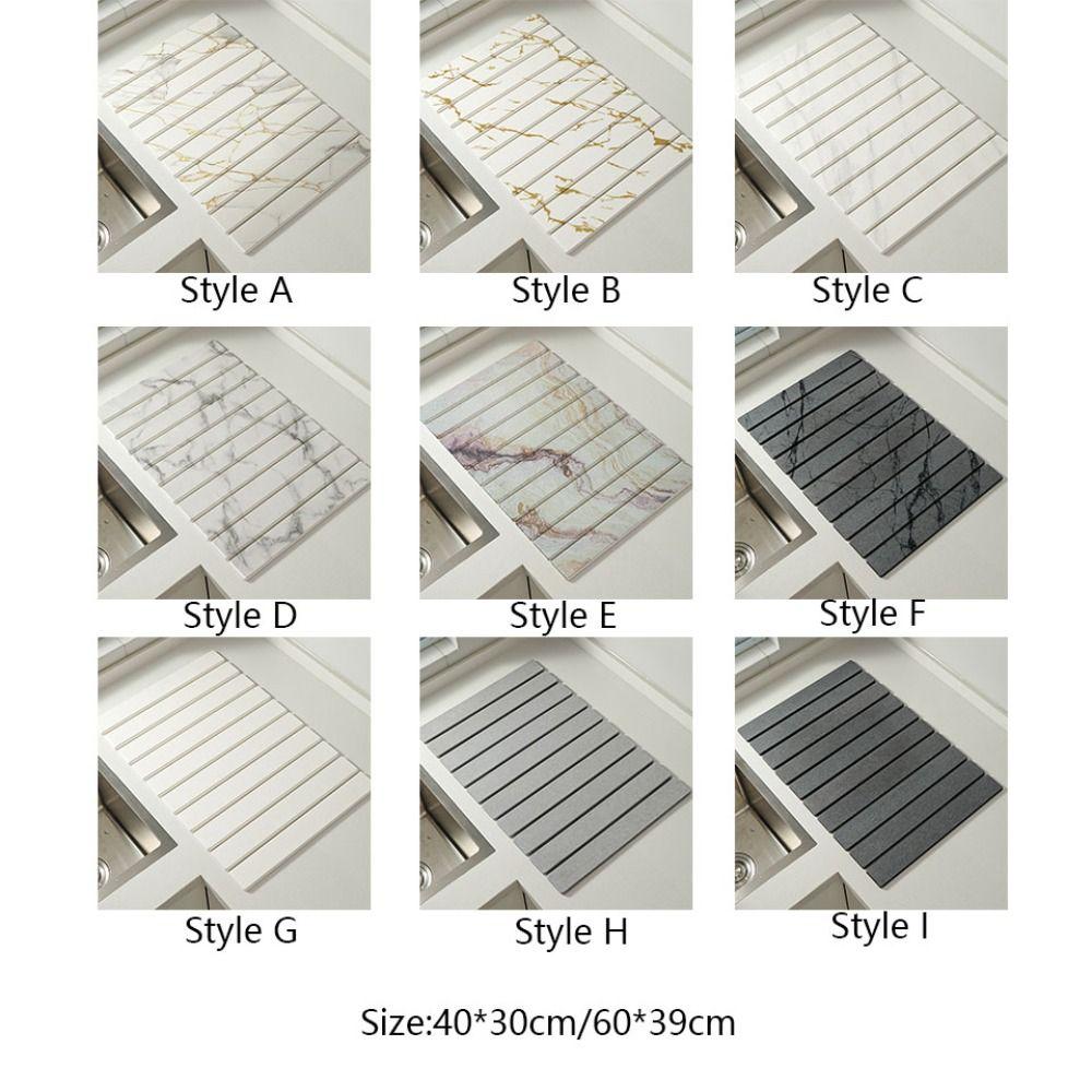 Foldable Stone Dish Drying Mat Absorbent Placemat Multifunctional Dish Drainer Mat  Sink