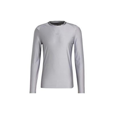 Originals Solid Logo Round Neck Long Sleeve Base Layer Men Tops Silver IT7516