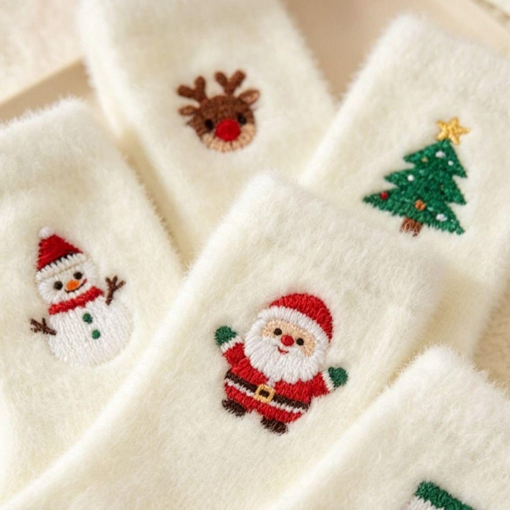 Imitation Mink Fleece Fuzzy Crew Socks Plush Fluffy Winter Socks Indoor Slipper Socks  Home Indoor