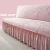 Armless Folding Sofa Bed Ruffled Jacquard Velvet Elastic Cover