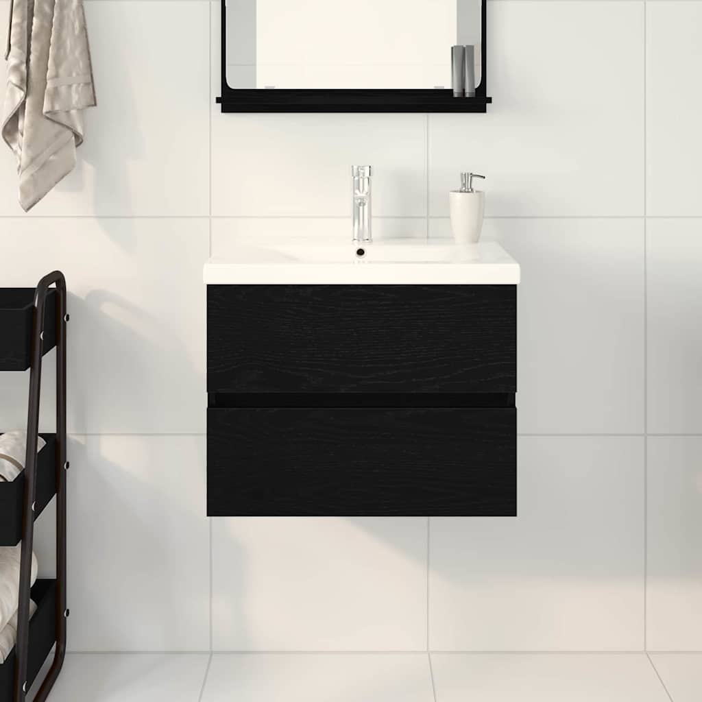 Washbasin Cabinet Black Oak Effect 60 x 39 x 62 cm