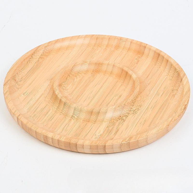 Bamboo Round 5 Compartment Serving Tray, Ideal for Snacks, Fruits, Nuts, Wooden Plate with Dividers for Party Platters Dropship