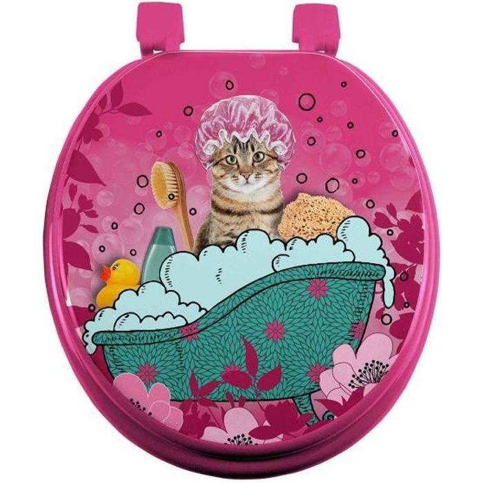 Abattant WC - Cat Zen - Universel - Rose - Résistant et facile d'entretien