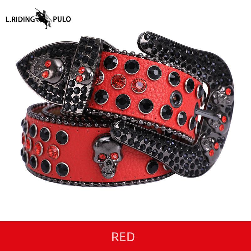 Cinto Caveira Moda Masculino Feminino Cinto Strass Punk Hip Hop Cinto de Couro Calças Jeans Vestido Fivela de Cinto Brilhante