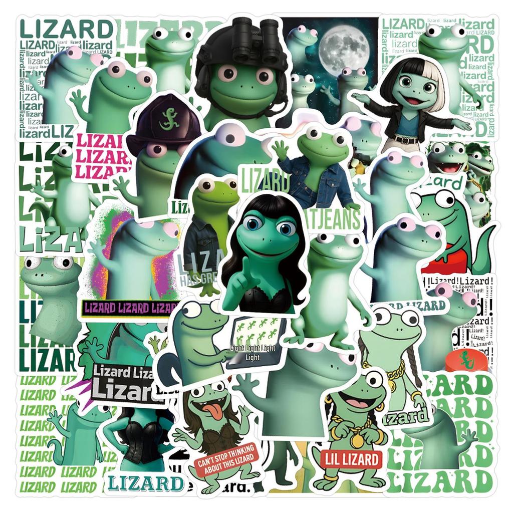50 Lizard Meme Graffiti Stickers - Waterproof for Skateboards, Notebooks, and Water Cups
