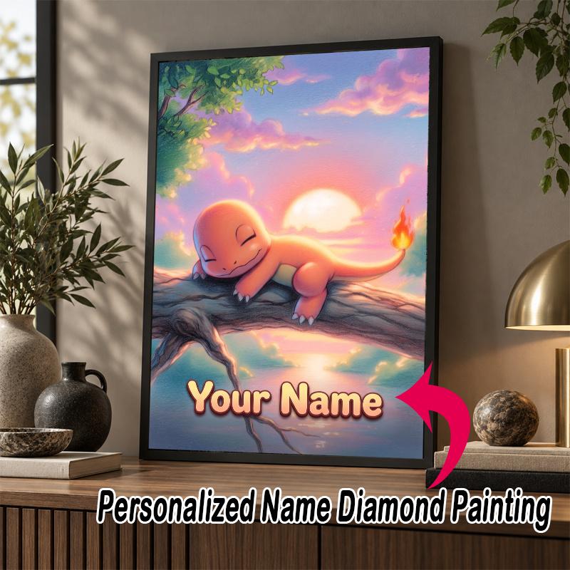 Personalized Charmander Diamond Art Custom Name 5D Diamond Painting Full Drill DIY Craft