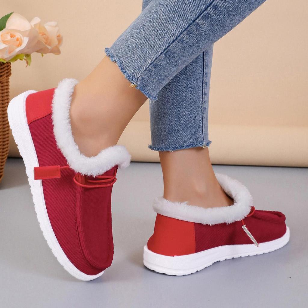 Large Casual Snow Boots Autumn Winter Round Head Short Tube Velvet Fleece Lace Up Cotton Boots Shoes 36-43