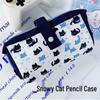 Cream Blue Large Capacity Multifunctional Pencil Case and Makeup Bag with Puppy Design