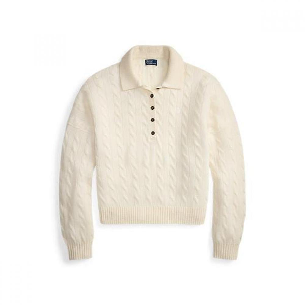 Polo Ralph Lauren Women Cable Wool Cashmere Polo Collar Sweater Wmposwenc0216581