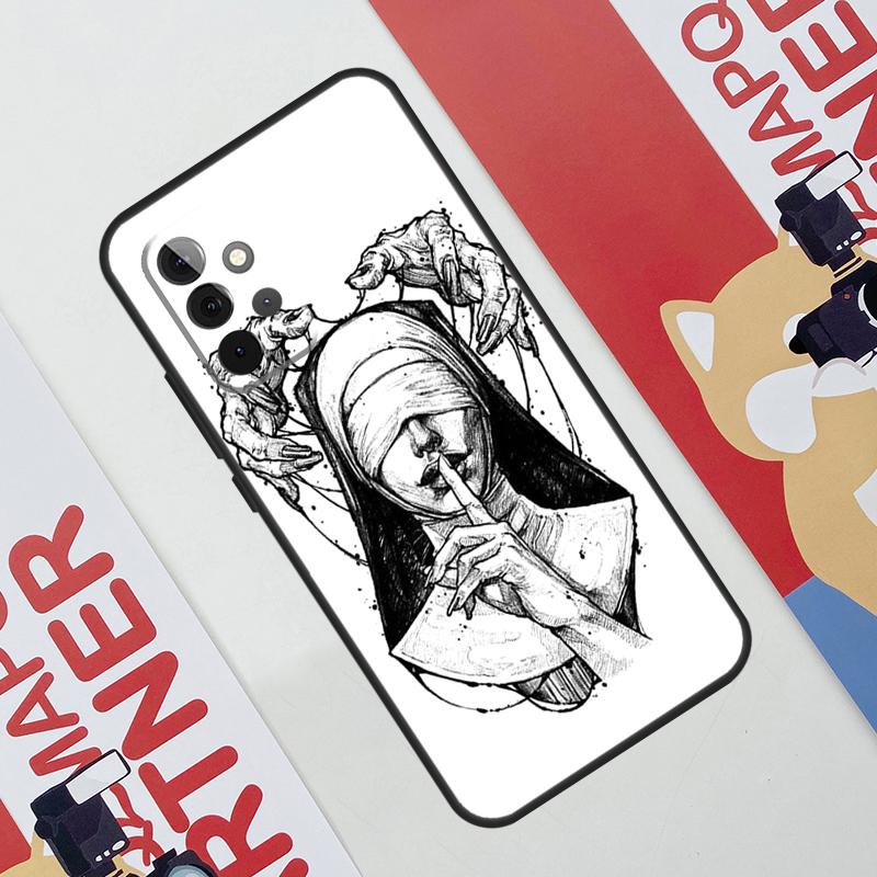 Demon Nun Devil Satan Cross Case For Samsung Galaxy A36 A35 A55 A06 A16 A26 A56 A53 A32 A52 A33 A13 A14 A34 A54 A17 A15
