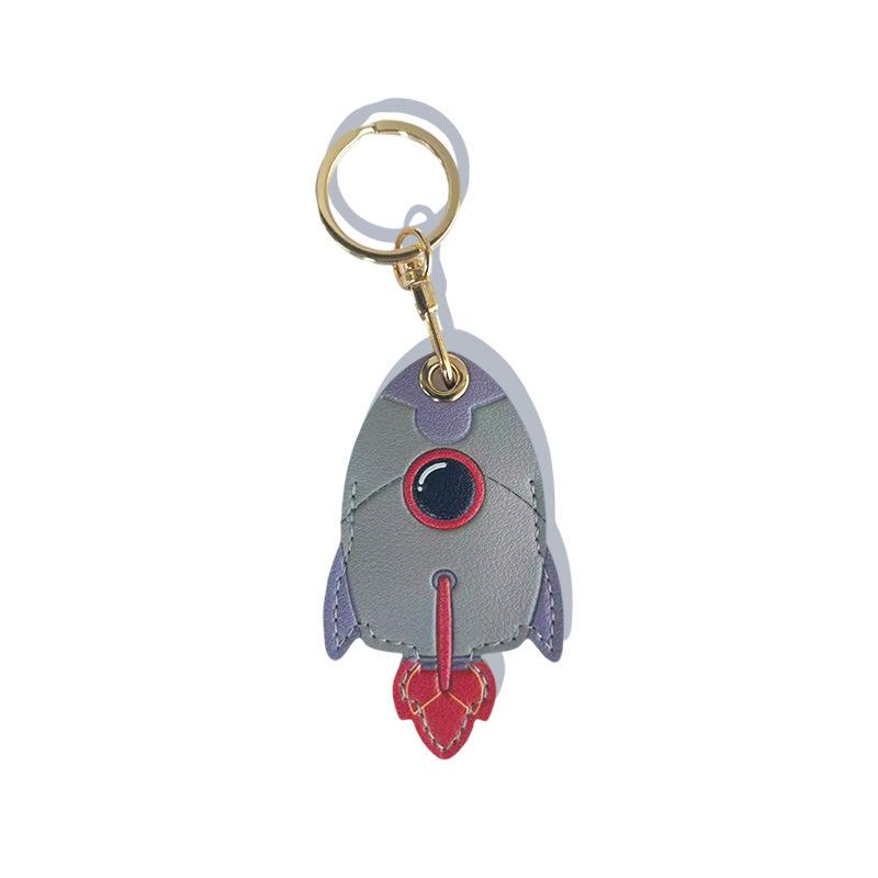 Creative -Shaped Leather Access Card Holder Keychain for ID Badges and Keys