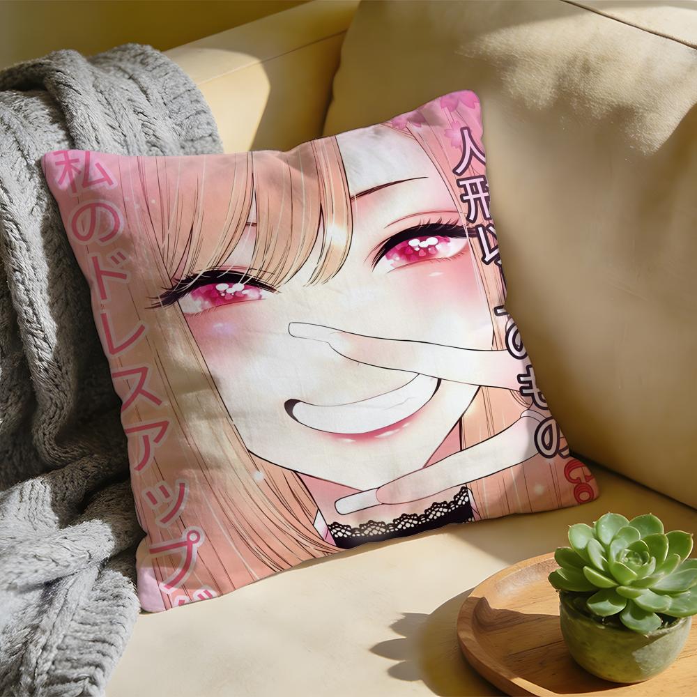 Cushion Cover Washed Linen Soft Breathable Decorative Case for Sofa Home Pillow Cover My DDress Up Darling Anime